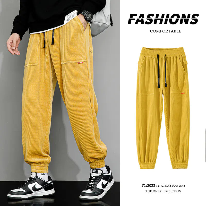 Men's Wide Leg Corduroy Lounge Pants with Weight