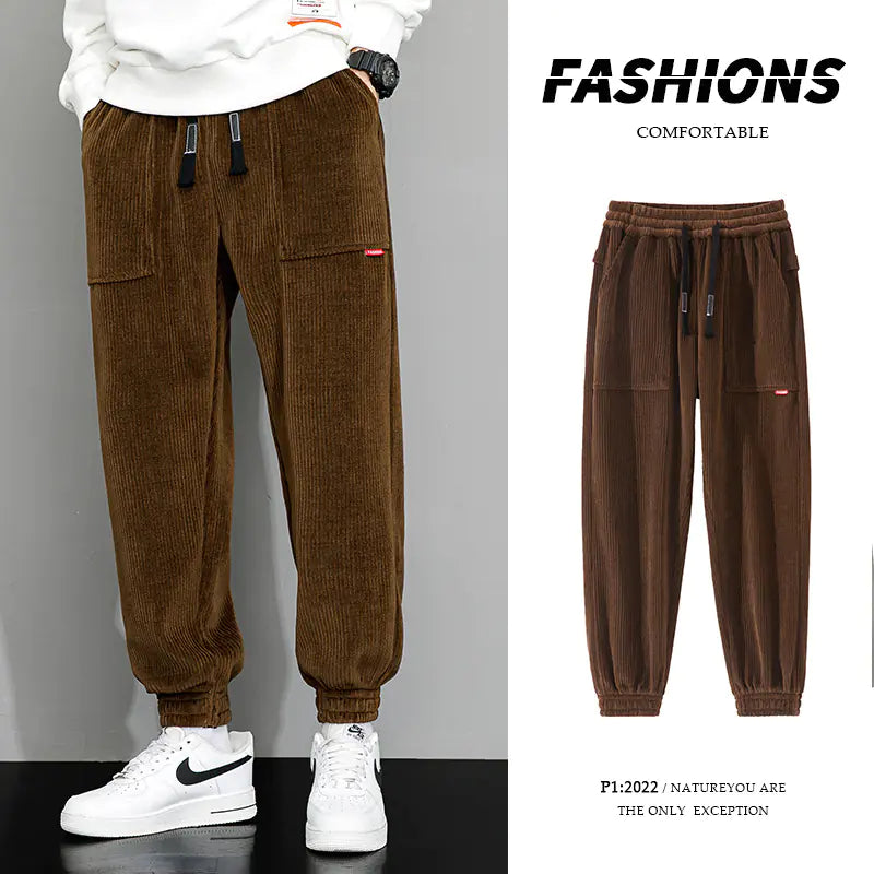 Men's Wide Leg Corduroy Lounge Pants with Weight