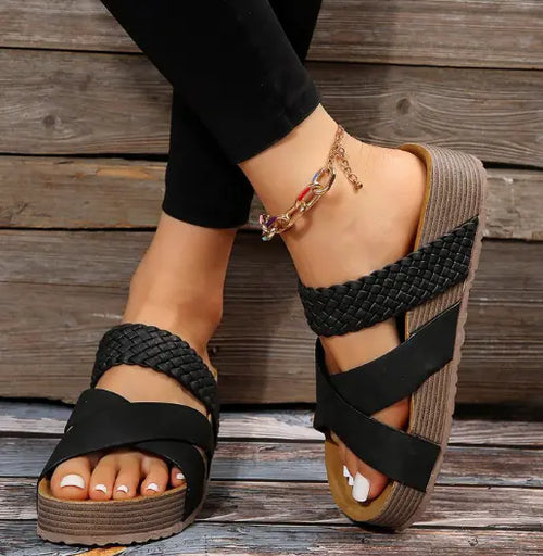 Woven Solid Color Casual Fashion Sandals