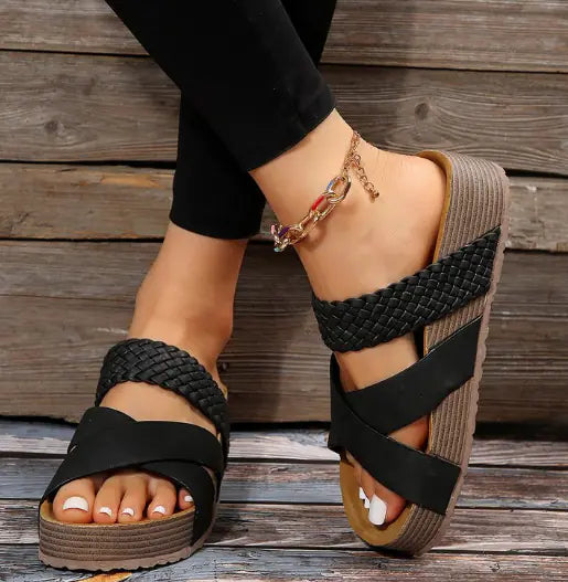 Woven Solid Color Casual Fashion Sandals